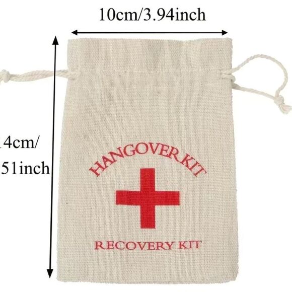HANGOVER KIT - Linen Wedding or Party Favors. Set of 6. NWT - Picture 3 of 6
